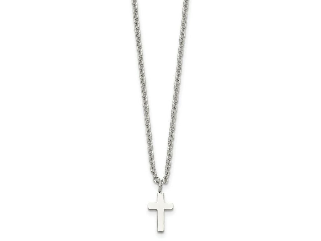 FJC Finejewelers Stainless Steel Polished Cross Necklace 18 Inches x 7 mm