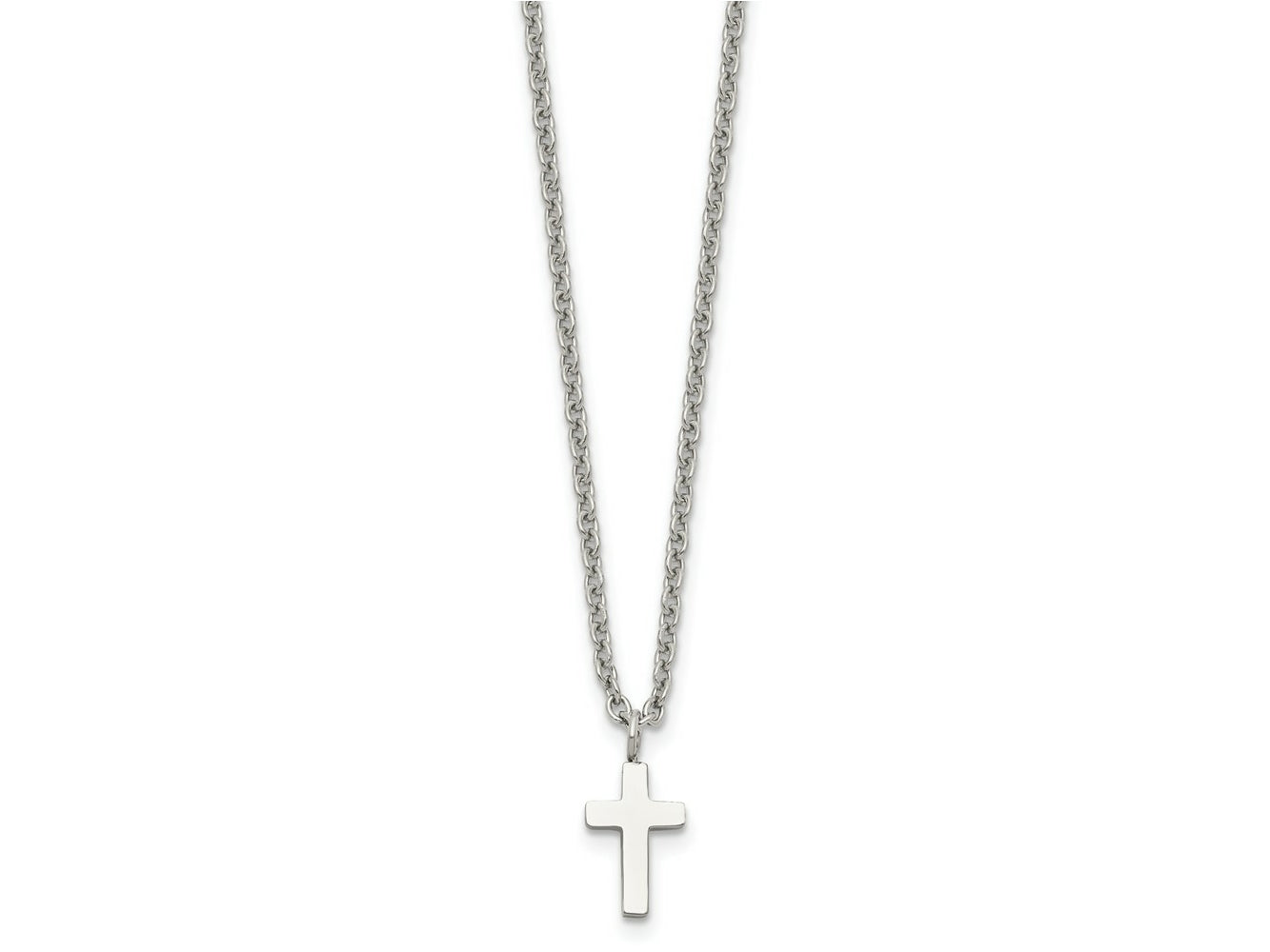 FJC Finejewelers Stainless Steel Polished Cross Necklace 18 Inches x 7 mm