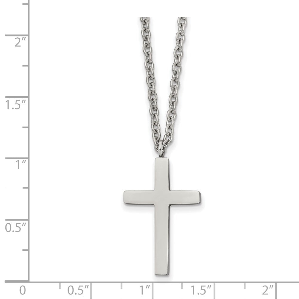 FJC Finejewelers Stainless Steel Cable Polished Cross Necklace 18 Inches x 16 mm