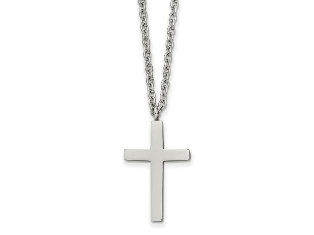 FJC Finejewelers Stainless Steel Cable Polished Cross Necklace 18 Inches x 16 mm