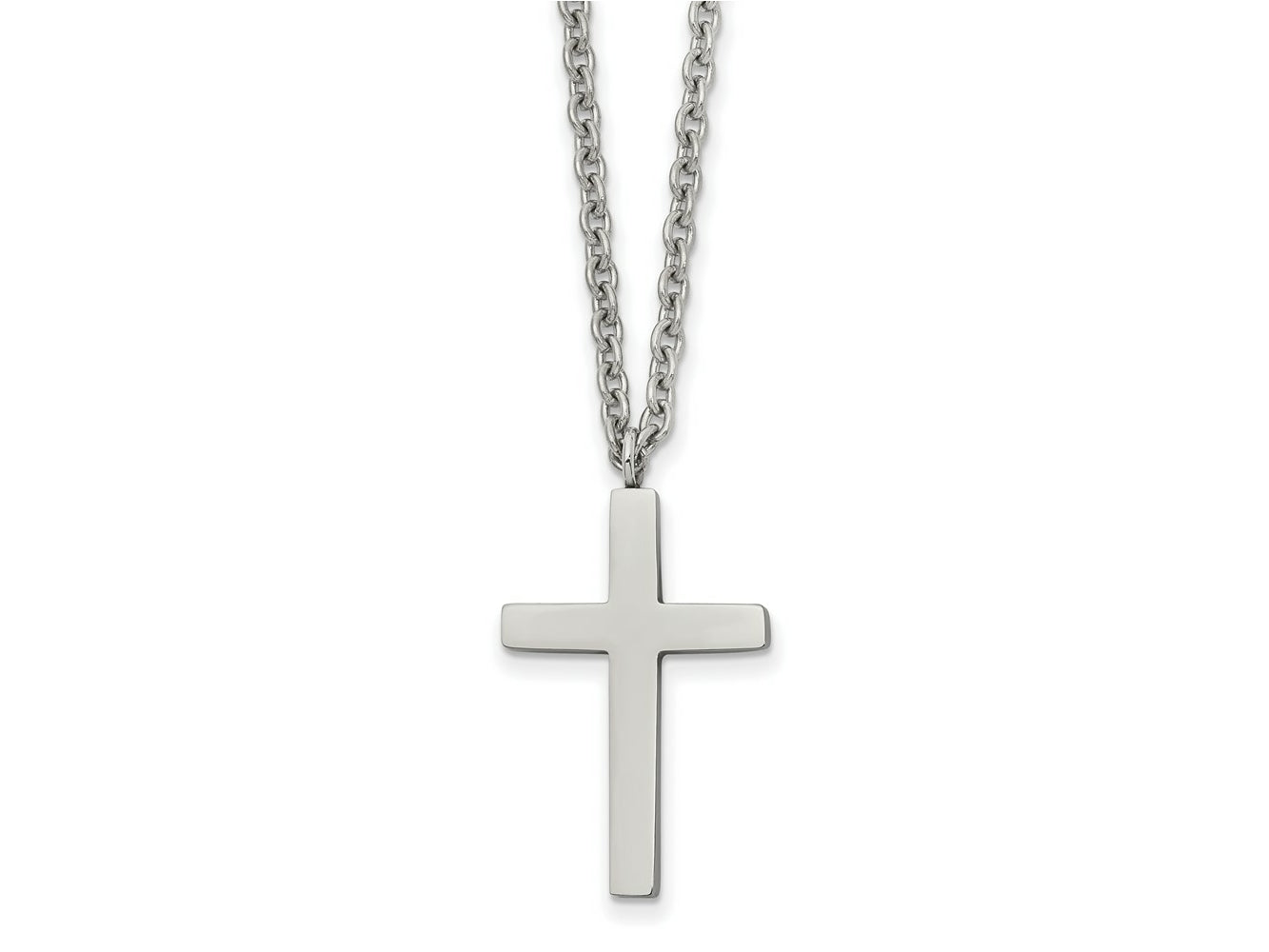 FJC Finejewelers Stainless Steel Cable Polished Cross Necklace 18 Inches x 16 mm