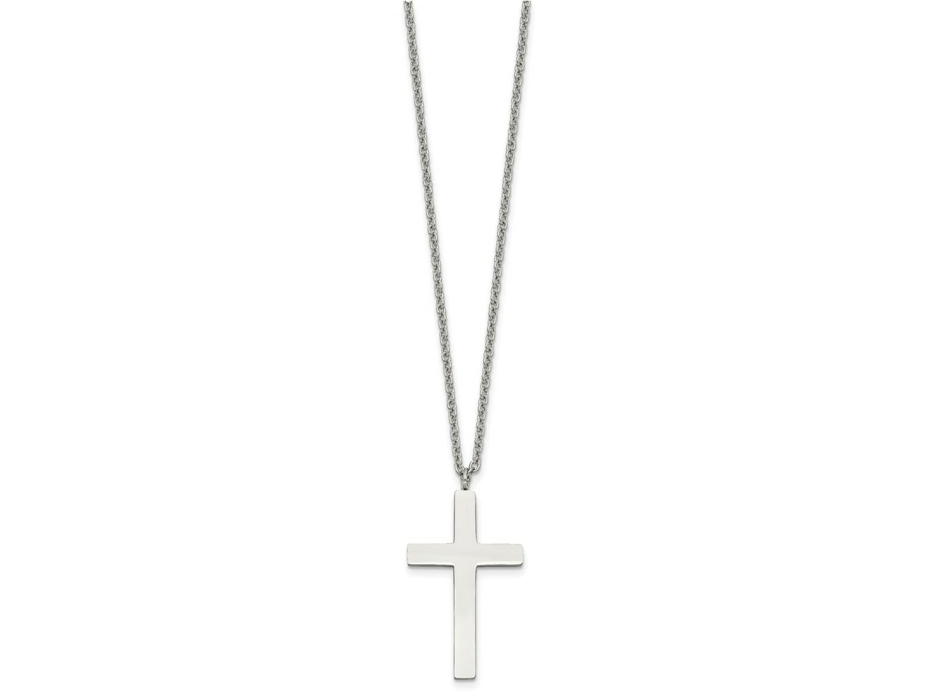 FJC Finejewelers Stainless Steel Polished Cross Necklace 18 Inches x 19 mm
