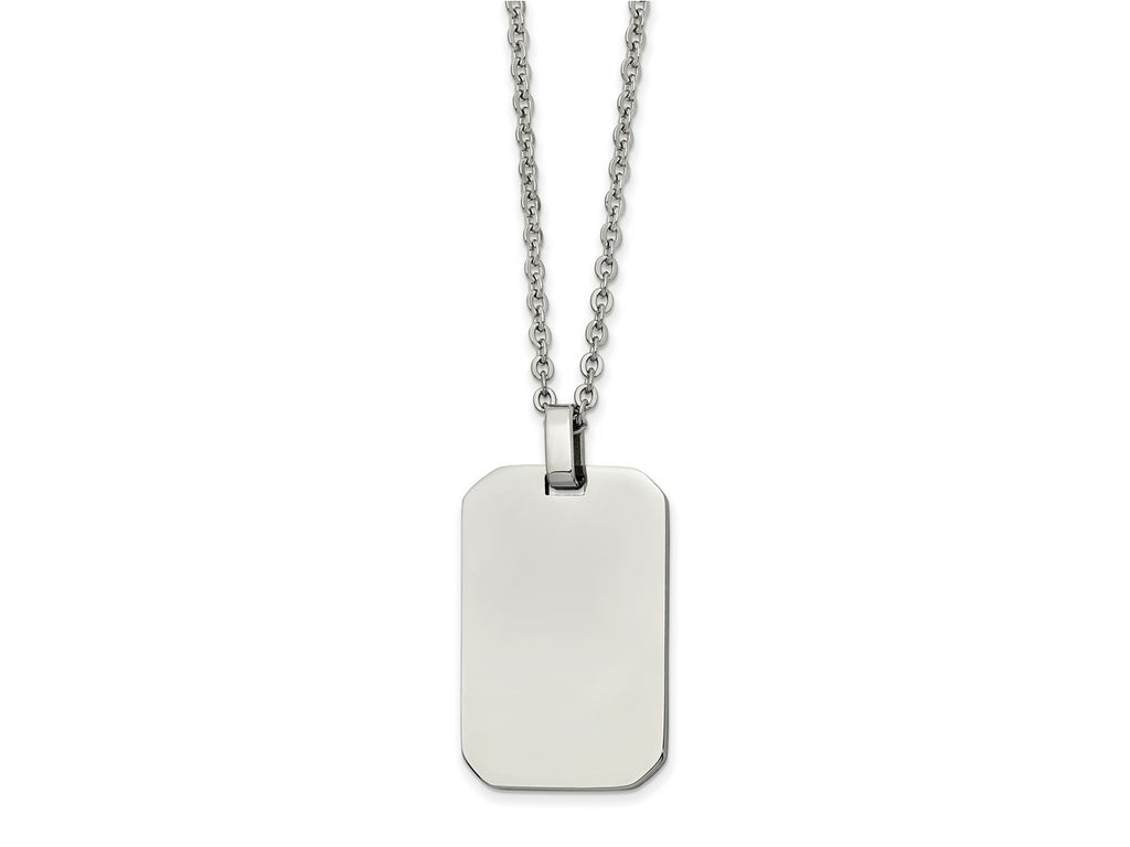 FJC Finejewelers Stainless Steel Rolo Polished Rectangle 22in Necklace 22 Inches x 21.66 mm