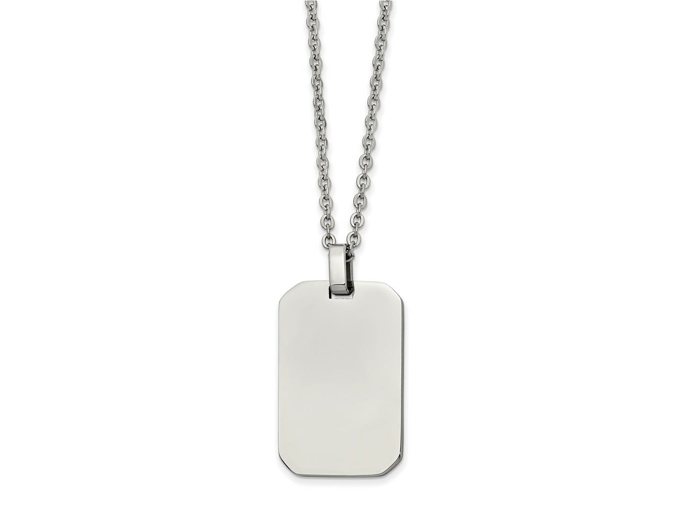FJC Finejewelers Stainless Steel Rolo Polished Rectangle 22in Necklace 22 Inches x 21.66 mm