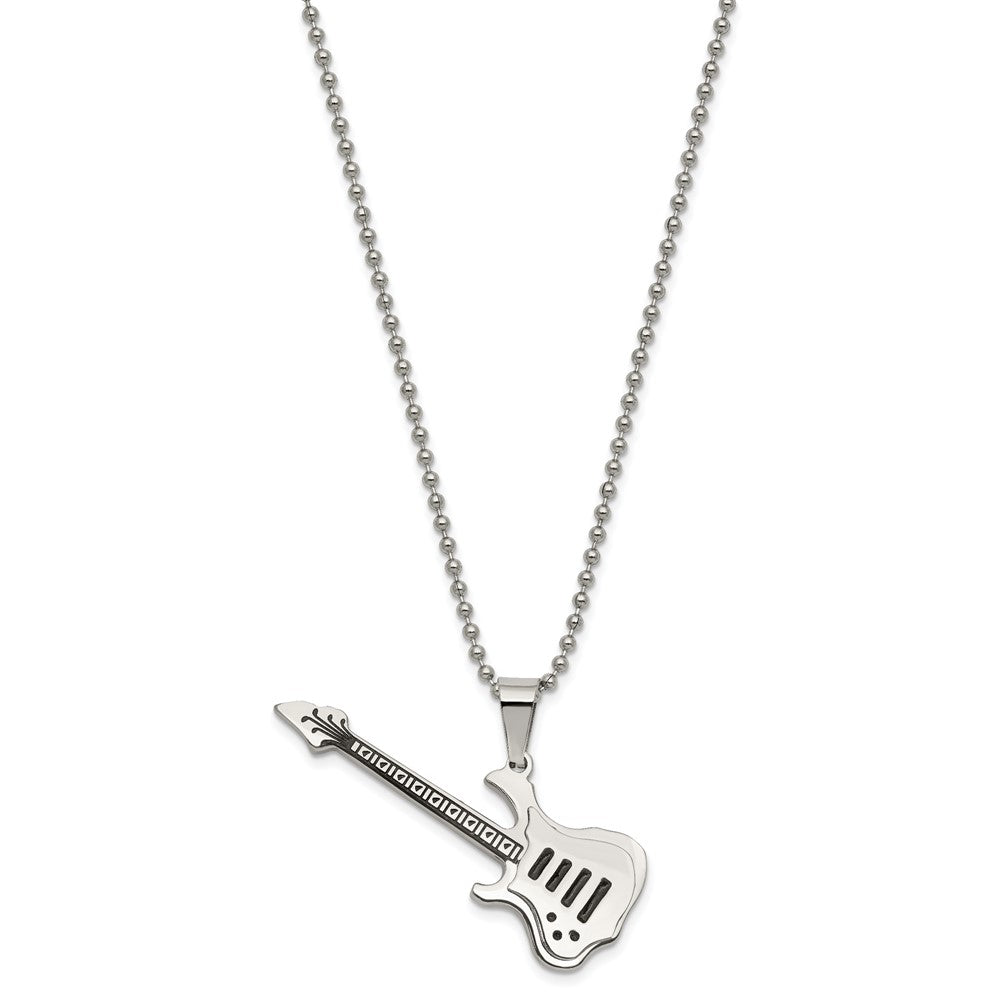 FJC Finejewelers Stainless Steel Polished with Enamel Guitar Necklace 24 Inches x 18.46 mm