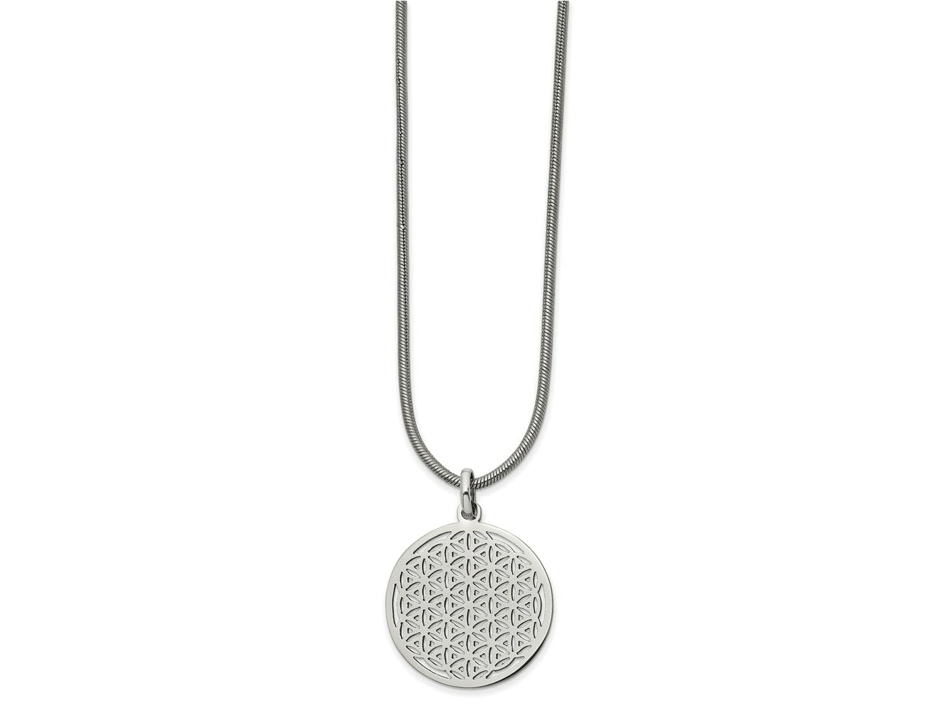 FJC Finejewelers Stainless Steel Snake Flower Cut-out Small Circle Necklace 18 Inches x 29.8 mm