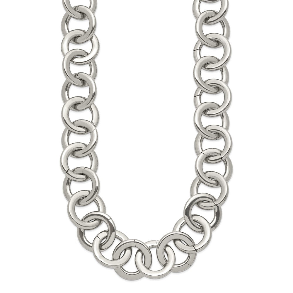 FJC Finejewelers Stainless Steel Polished Circle Link Necklace 17 Inches x 17.75 mm