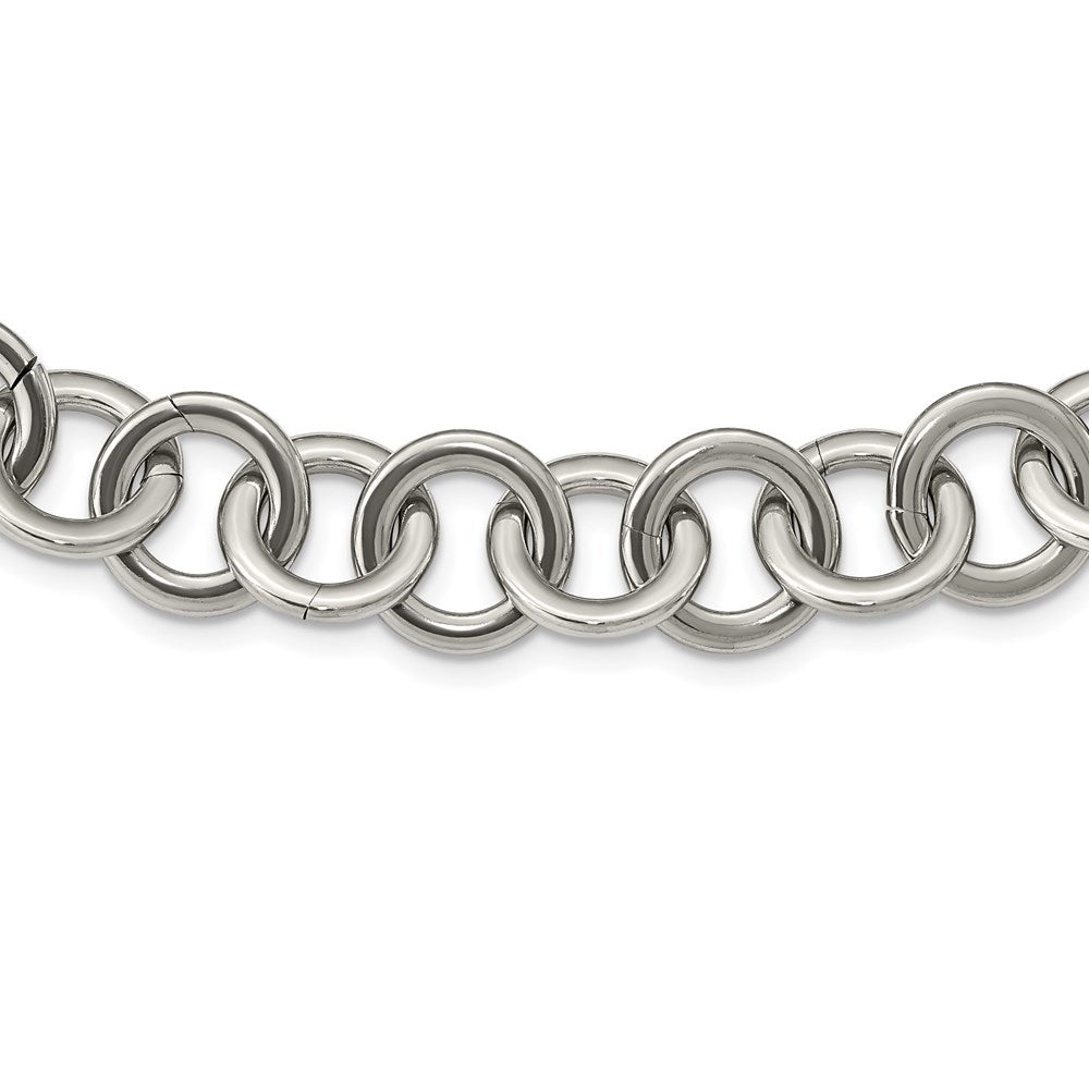 FJC Finejewelers Stainless Steel Polished Circle Link Necklace 17 Inches x 17.75 mm