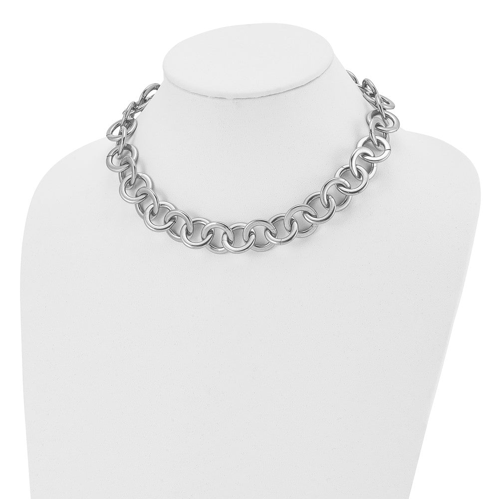 FJC Finejewelers Stainless Steel Polished Circle Link Necklace 17 Inches x 17.75 mm