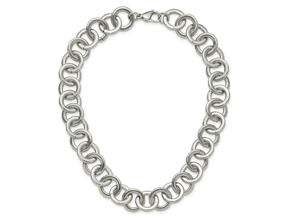 FJC Finejewelers Stainless Steel Polished Circle Link Necklace 17 Inches x 17.75 mm