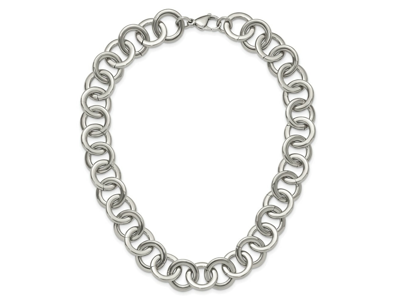 FJC Finejewelers Stainless Steel Polished Circle Link Necklace 17 Inches x 17.75 mm