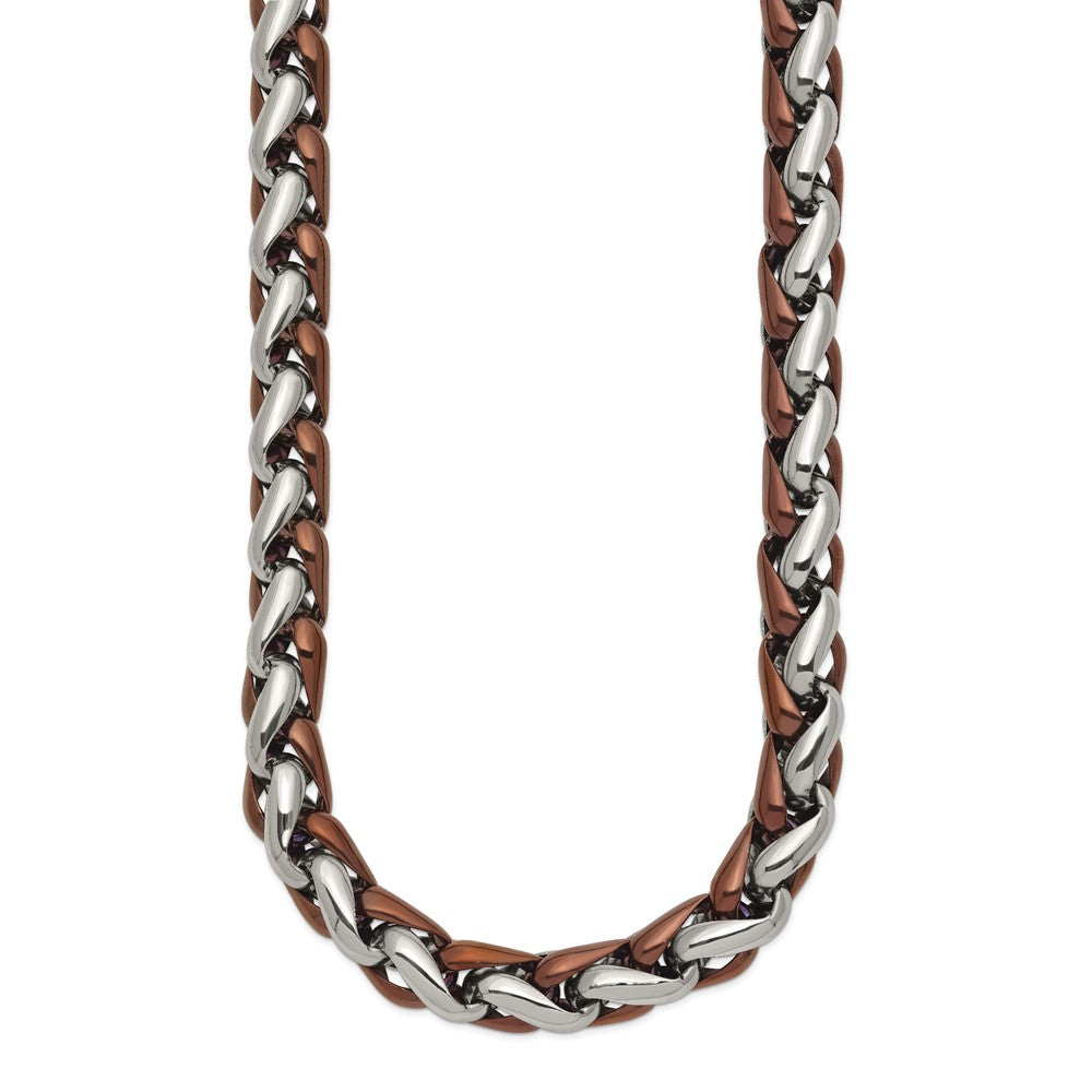FJC Finejewelers Stainless Steel Open Link Polished Brown IP-plated Necklace 24 Inches x 10.78 mm