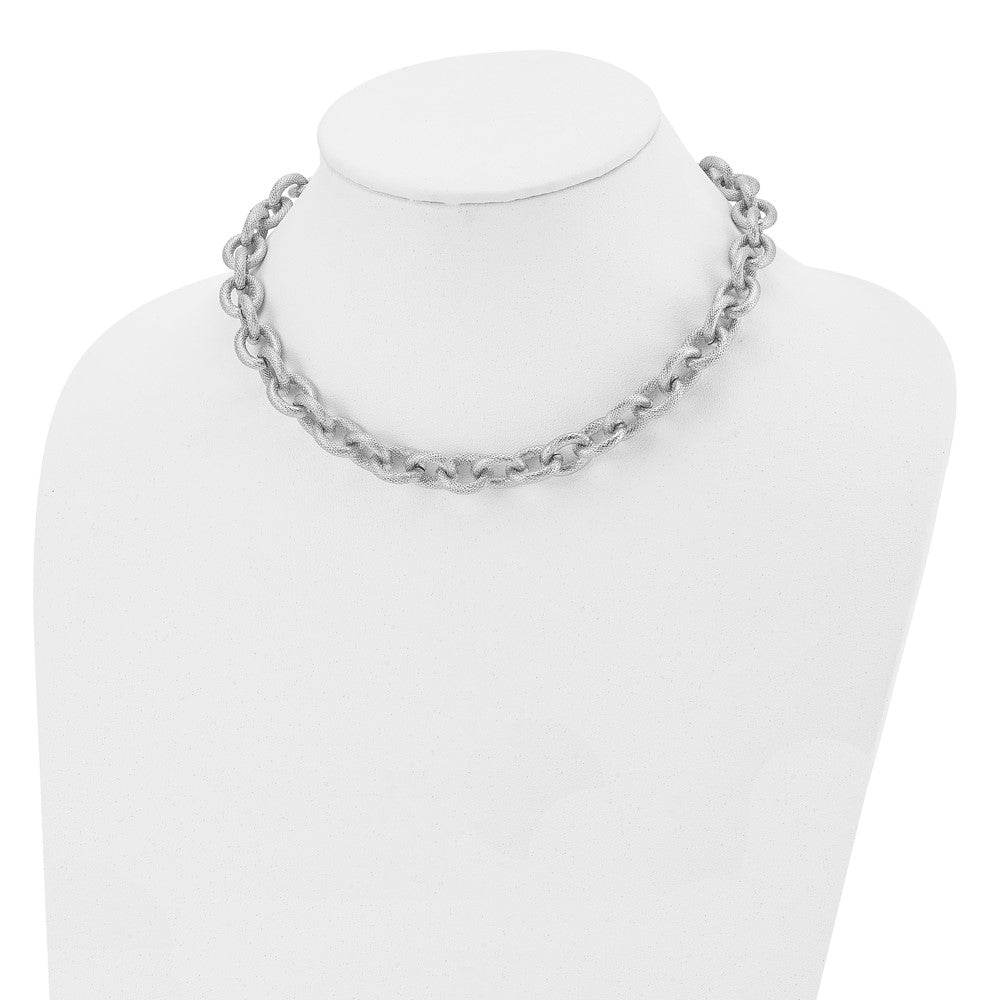 FJC Finejewelers Stainless Steel Polished and Textured Link 16.5in 2 in ext. Necklace 18.5 Inches x 11.93 mm