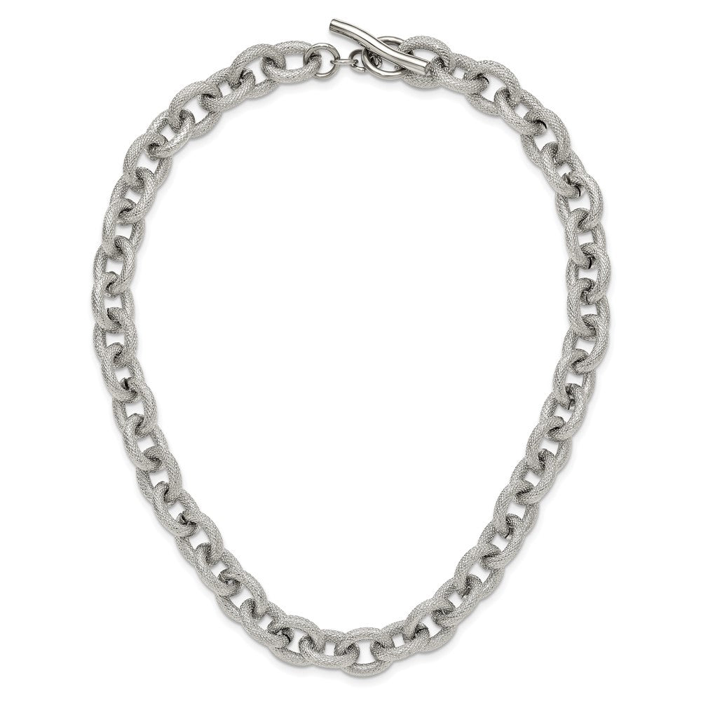 FJC Finejewelers Stainless Steel Polished and Textured Link 16.5in 2 in ext. Necklace 18.5 Inches x 11.93 mm