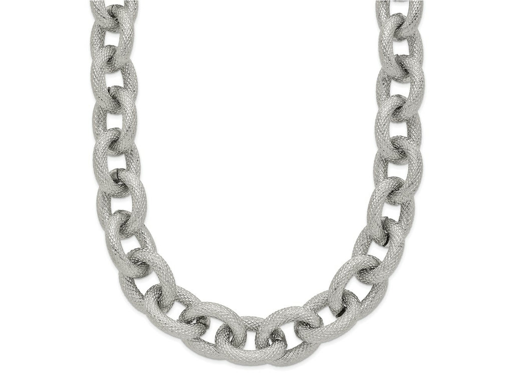 FJC Finejewelers Stainless Steel Polished and Textured Link 16.5in 2 in ext. Necklace 18.5 Inches x 11.93 mm