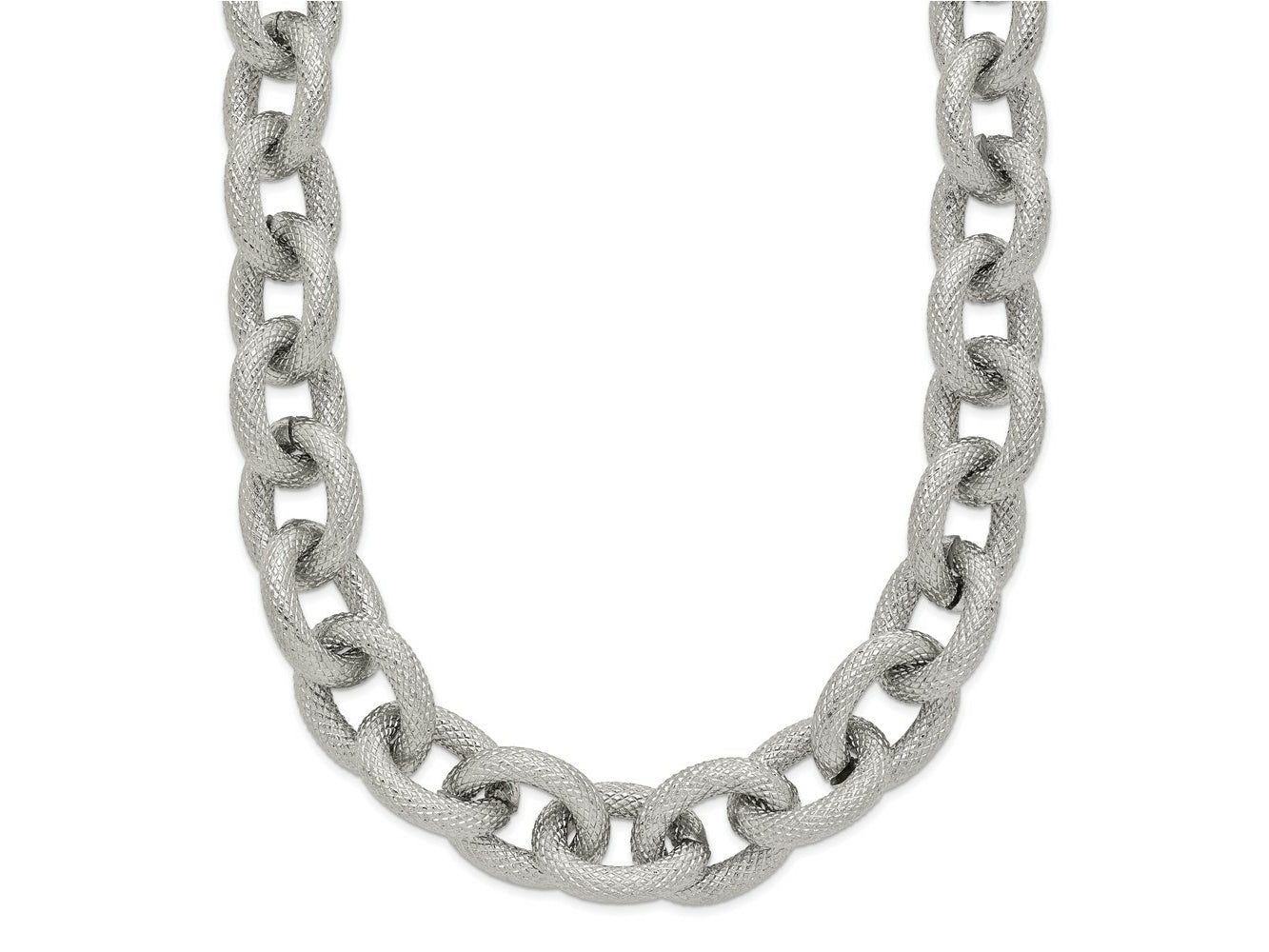 FJC Finejewelers Stainless Steel Polished and Textured Link 16.5in 2 in ext. Necklace 18.5 Inches x 11.93 mm