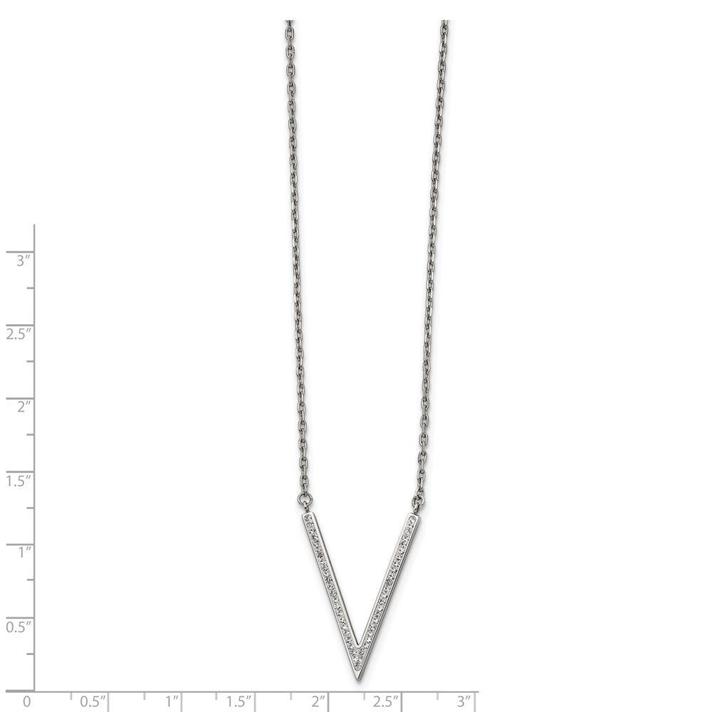 FJC Finejewelers Stainless Steel Fancy with Preciosa Crystal with 1.25in ext V-shape Necklace 17.75 Inches x 21 mm