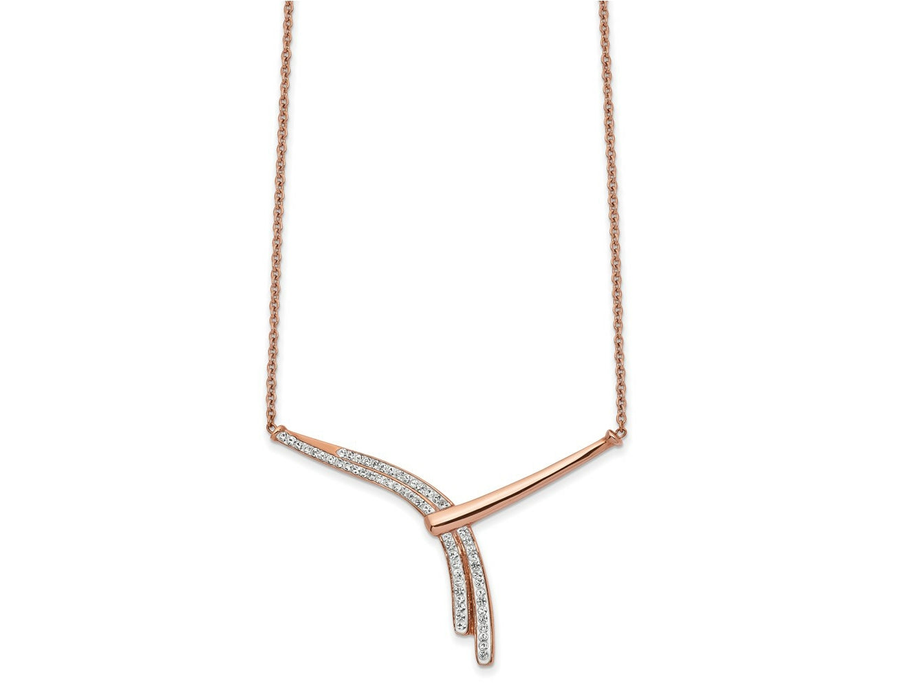 FJC Finejewelers Stainless Steel Rose IP Preciosa Crystal with 2in ext Fancy Necklace 19.75 Inches x 4.4 mm