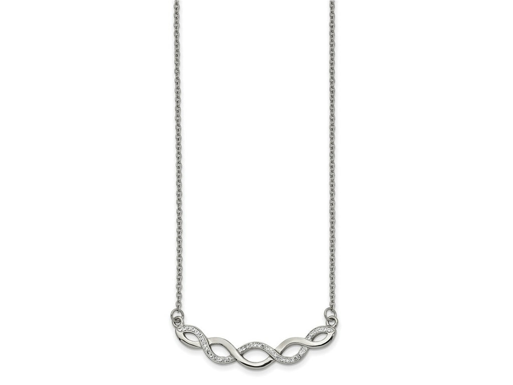 FJC Finejewelers Stainless Steel Fancy with Preciosa Crystal Necklace 18.5 Inches x 6.4 mm