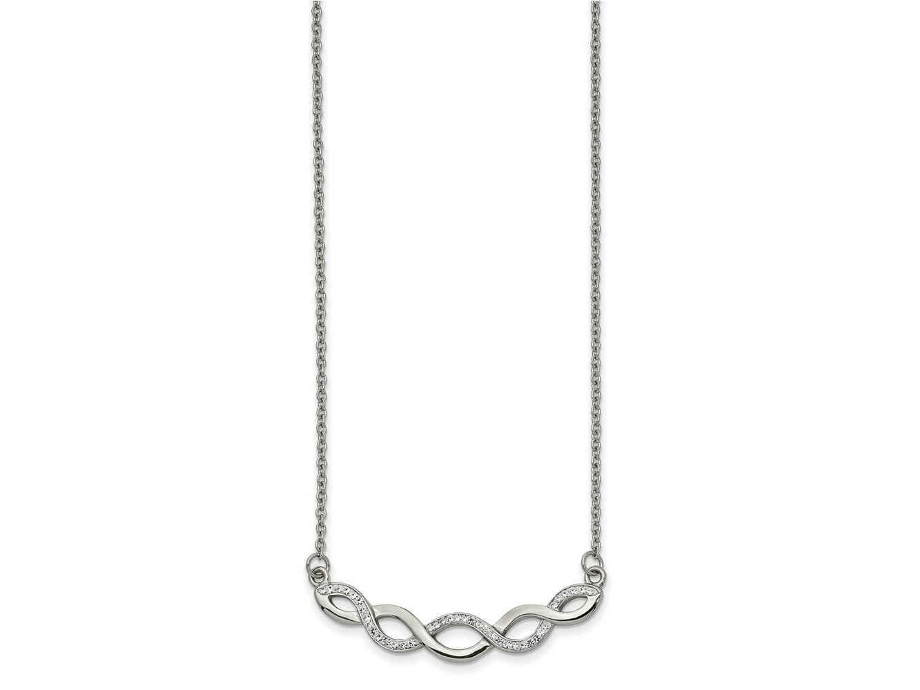 FJC Finejewelers Stainless Steel Fancy with Preciosa Crystal Necklace 18.5 Inches x 6.4 mm