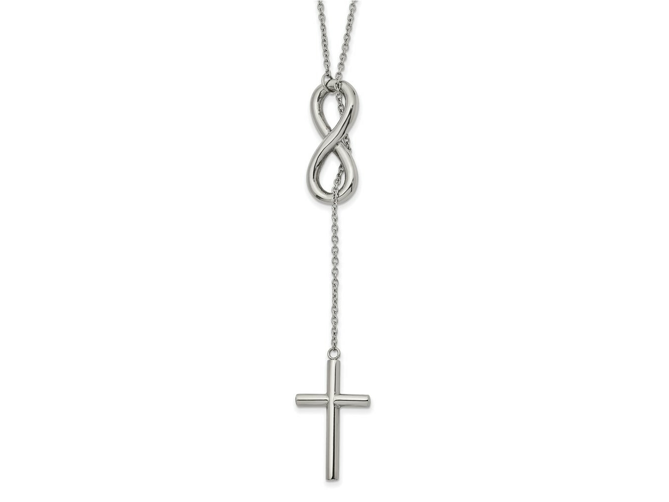 FJC Finejewelers Stainless Steel Cross Infinity Adjust. to 25in Slipon Necklace 25 Inches x 16 mm