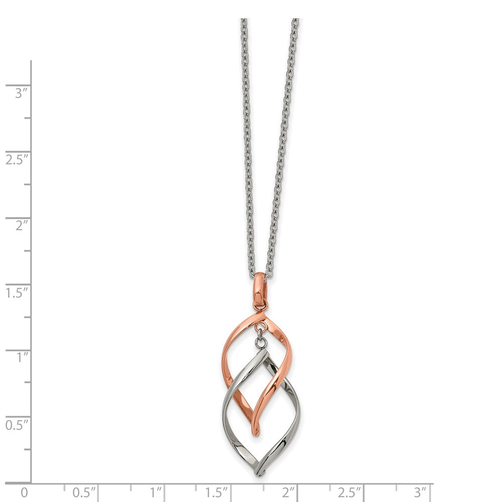 FJC Finejewelers Stainless Steel Cable Rose IP-plated Necklace 18 Inches x 15.2 mm