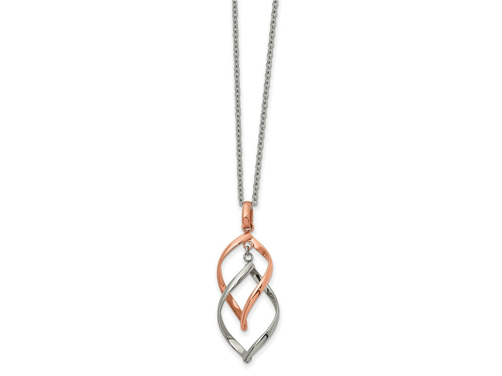 FJC Finejewelers Stainless Steel Cable Rose IP-plated Necklace 18 Inches x 15.2 mm