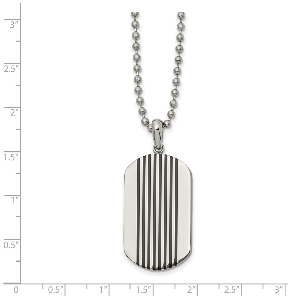 FJC Finejewelers Stainless Steel with Black Enamel Stripes Dog Tag Necklace 22 Inches x 19.88 mm