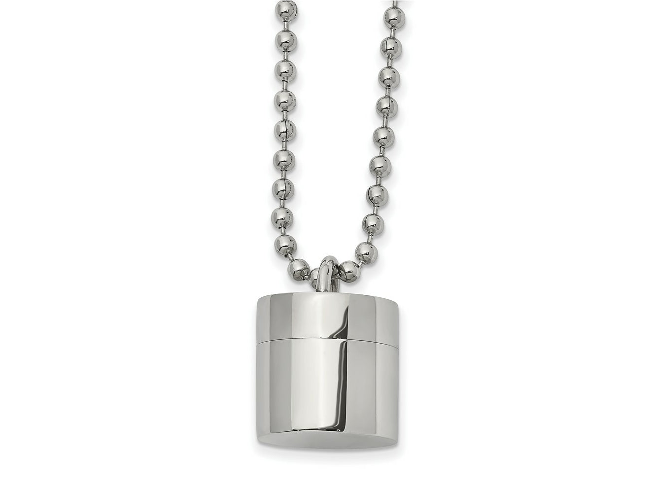 FJC Finejewelers Stainless Steel Polished Capsule that Opens Necklace 22 Inches x 15.02 mm