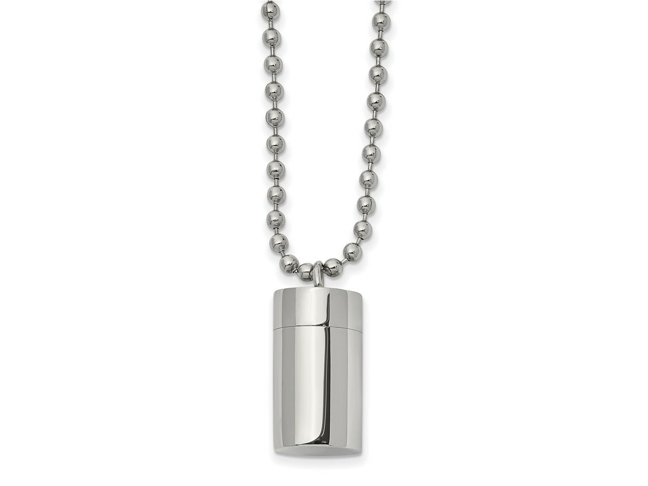 FJC Finejewelers Stainless Steel Ball Polished Capsule that Opens 22in Necklace 22 Inches x 10.97 mm