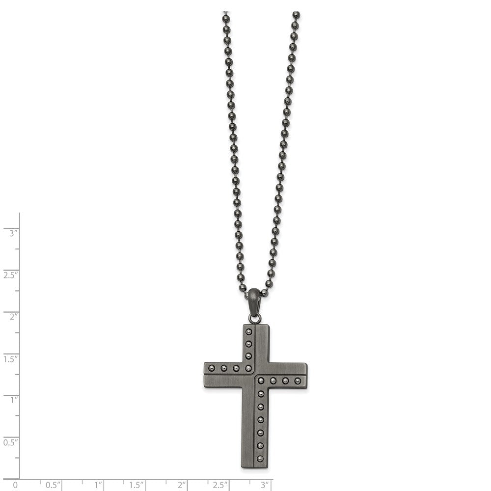 FJC Finejewelers Stainless Steel Matte Finish Gun Metal IP Cross 22in Necklace 22 Inches x 31 mm