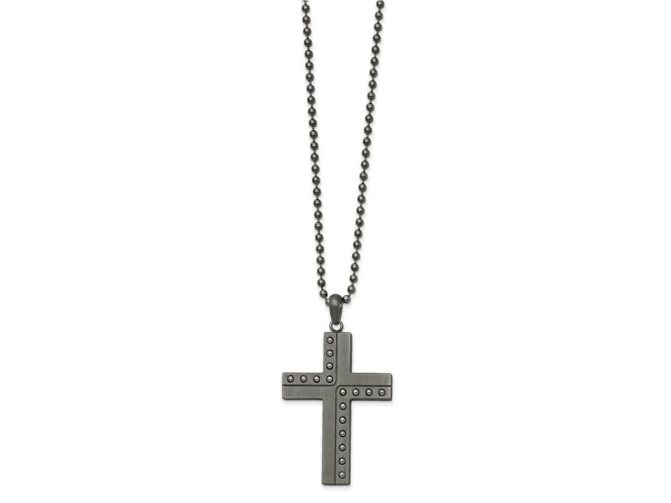FJC Finejewelers Stainless Steel Matte Finish Gun Metal IP Cross 22in Necklace 22 Inches x 31 mm