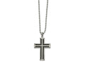 FJC Finejewelers Stainless Steel Ball Black IP-plated Laser cut Cross 22in Necklace 22 Inches x 30 mm