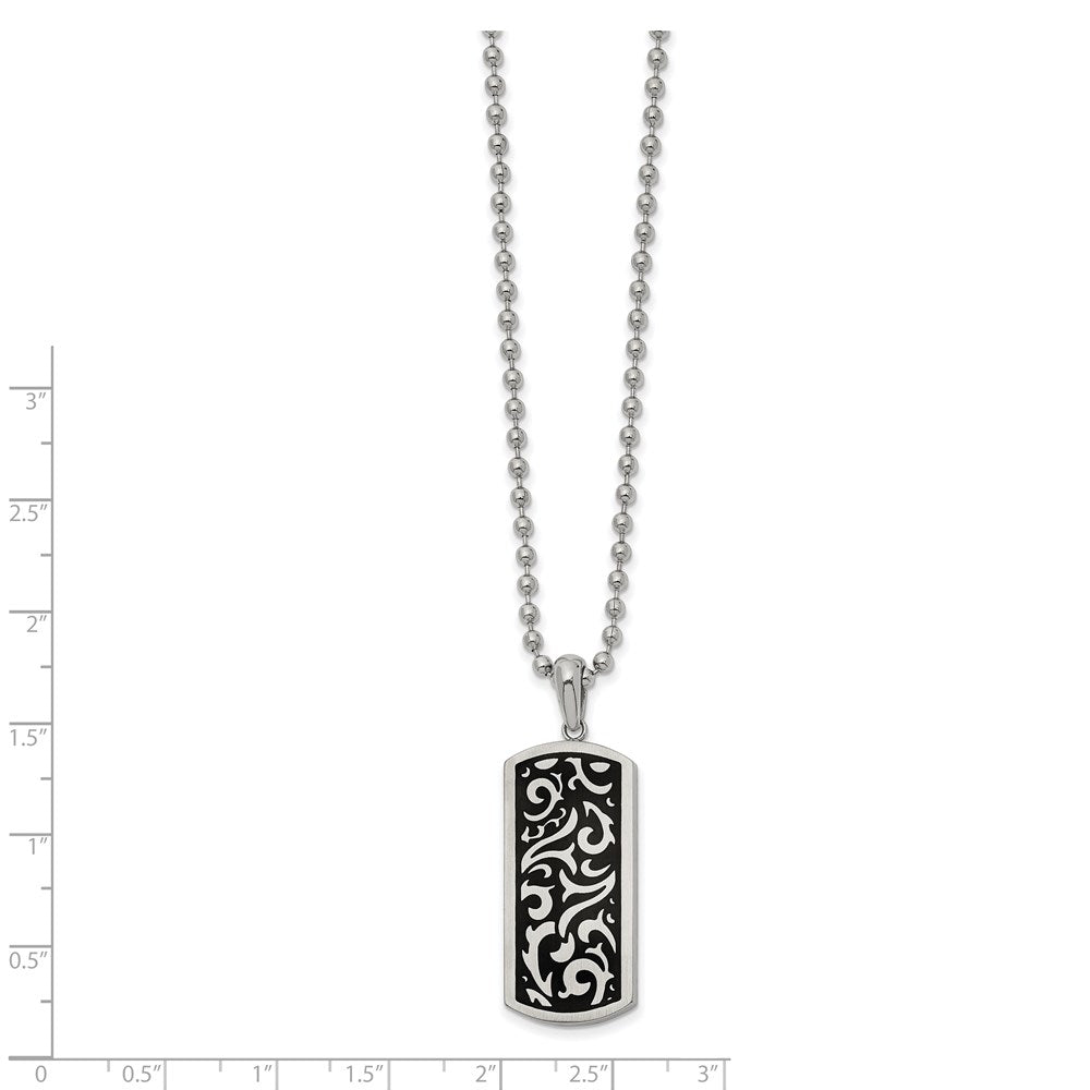 FJC Finejewelers Stainless Steel Ball Polished Enameled Dog Tag 22in Necklace 22 Inches x 15.09 mm