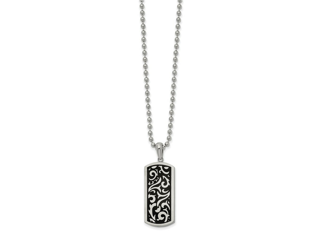 FJC Finejewelers Stainless Steel Ball Polished Enameled Dog Tag 22in Necklace 22 Inches x 15.09 mm