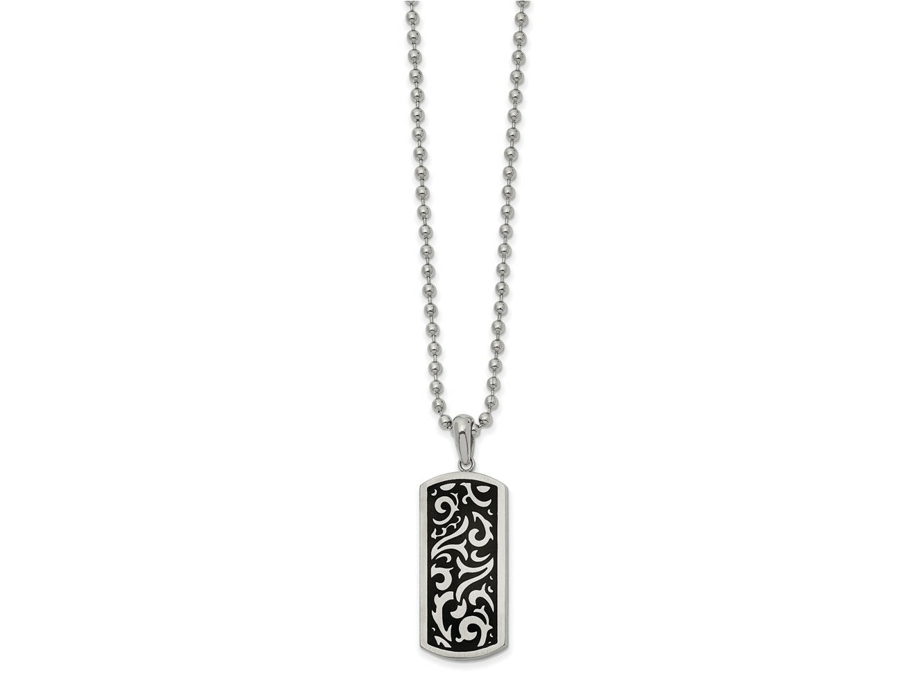 FJC Finejewelers Stainless Steel Ball Polished Enameled Dog Tag 22in Necklace 22 Inches x 15.09 mm