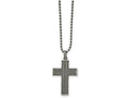 FJC Finejewelers Stainless Steel Ball Antiqued and GunMetal IP Cross 22in Necklace 22 Inches x 29 mm