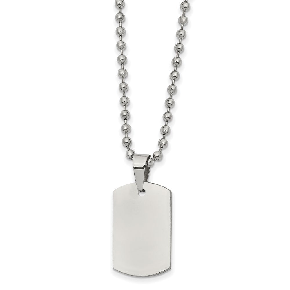 FJC Finejewelers Stainless Steel Ball Brushed and Reversible Dog Tag Necklace 22 Inches x 14.2 mm