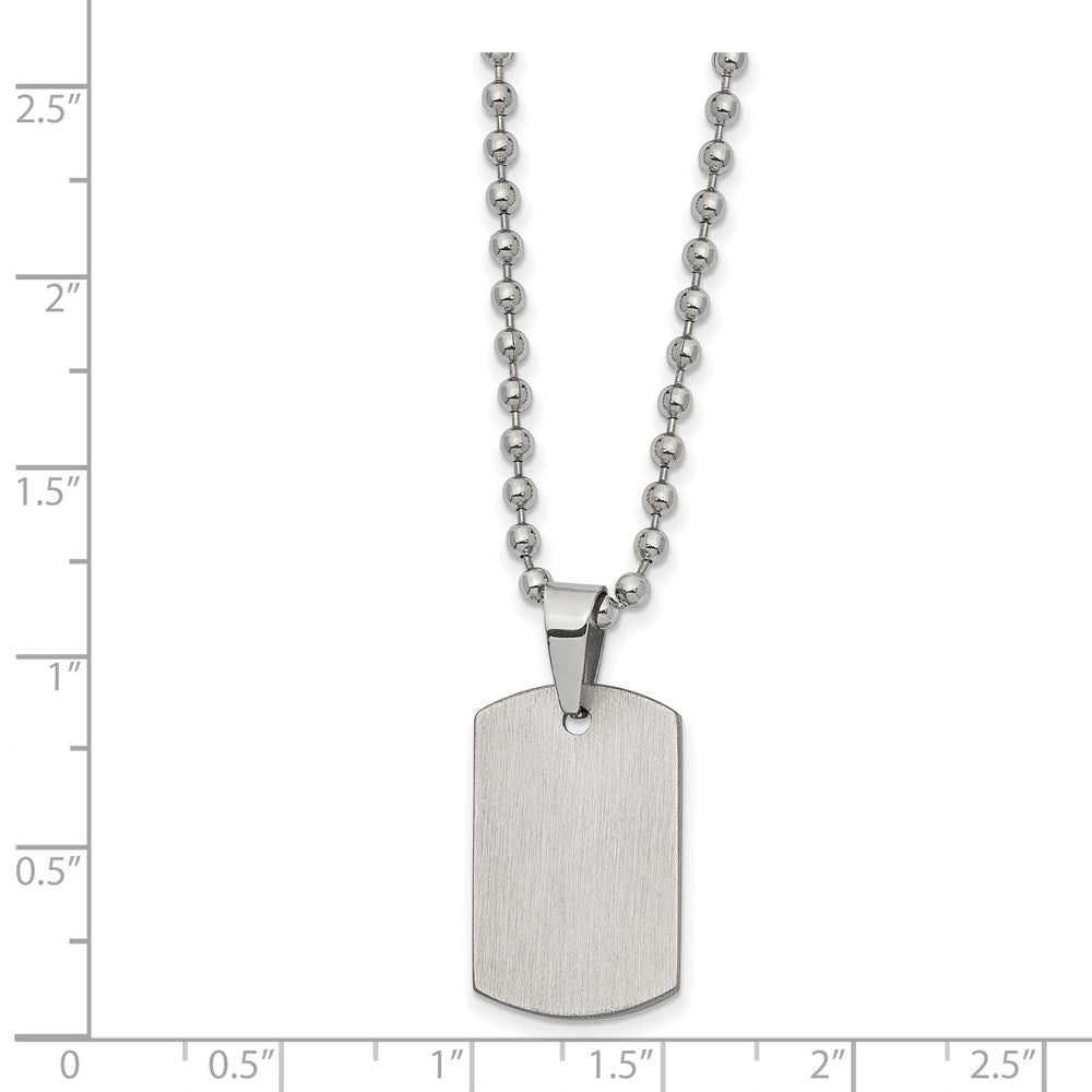 FJC Finejewelers Stainless Steel Ball Brushed and Reversible Dog Tag Necklace 22 Inches x 14.2 mm