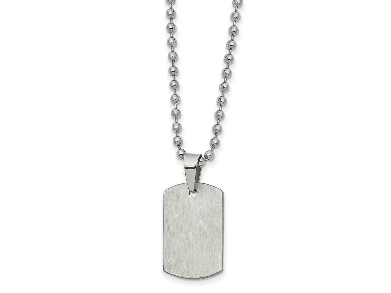 FJC Finejewelers Stainless Steel Ball Brushed and Reversible Dog Tag Necklace 22 Inches x 14.2 mm