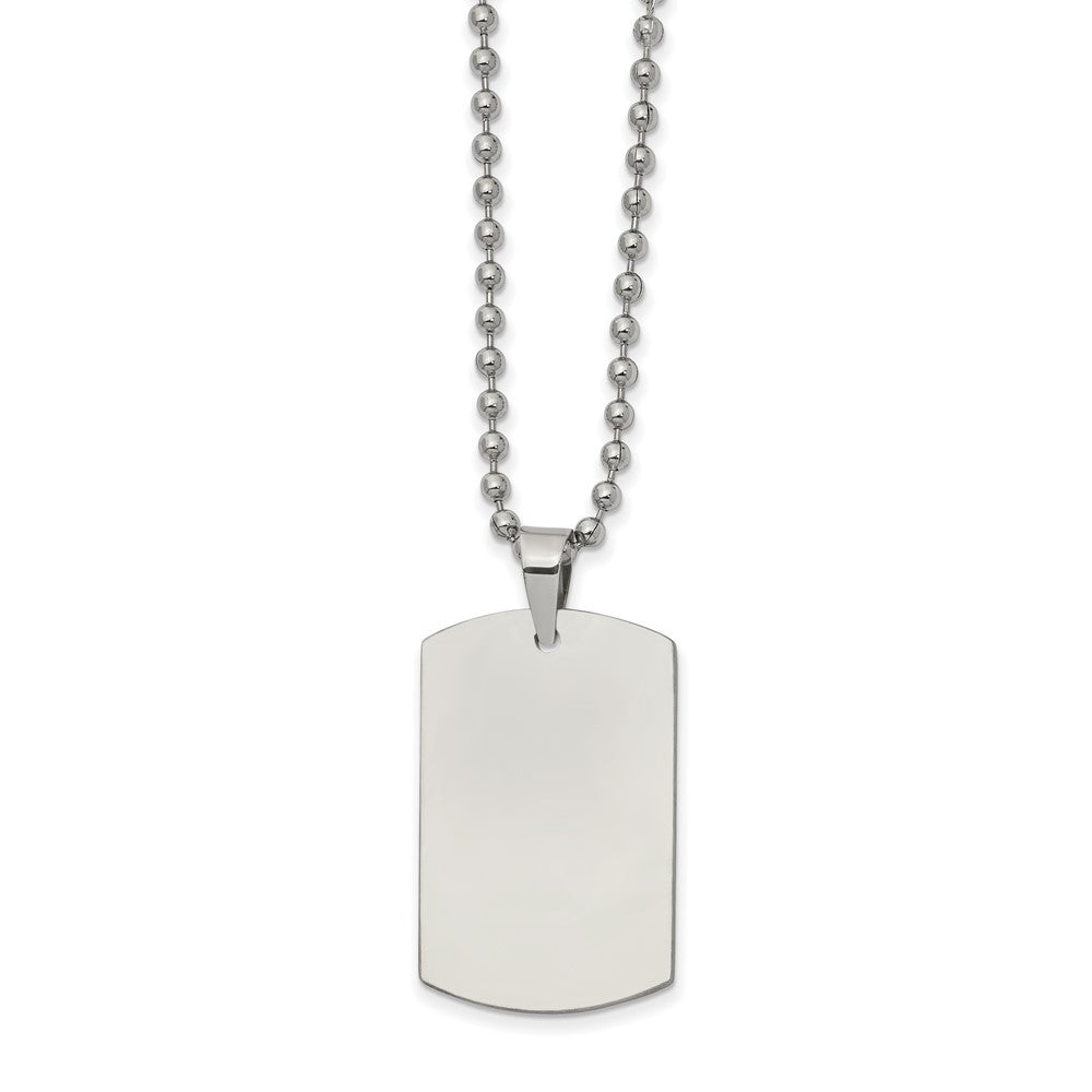 FJC Finejewelers Stainless Steel Ball Brushed and Reversible Dog Tag Necklace 22 Inches x 20.16 mm