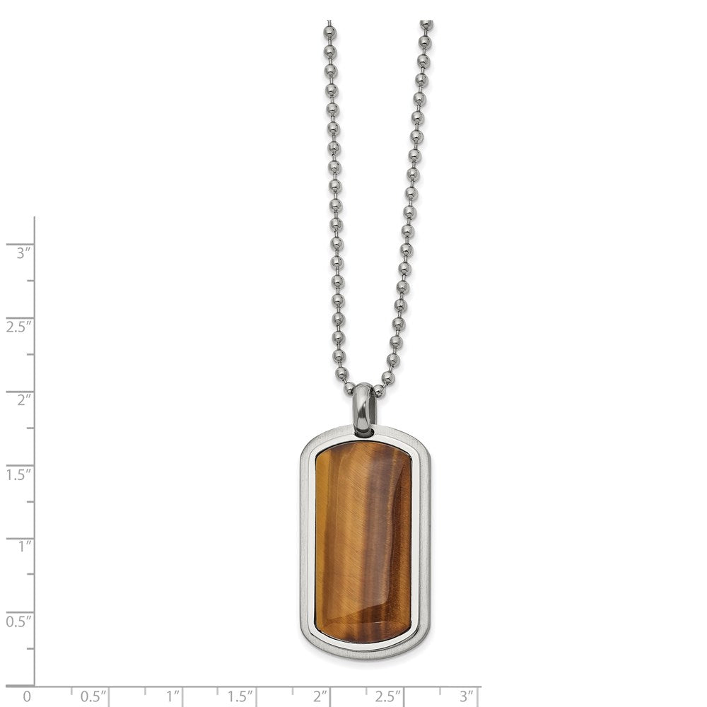 FJC Finejewelers Stainless Steel Ball with Tiger's Eye Dog Tag 22in Necklace 22 Inches x 22.95 mm