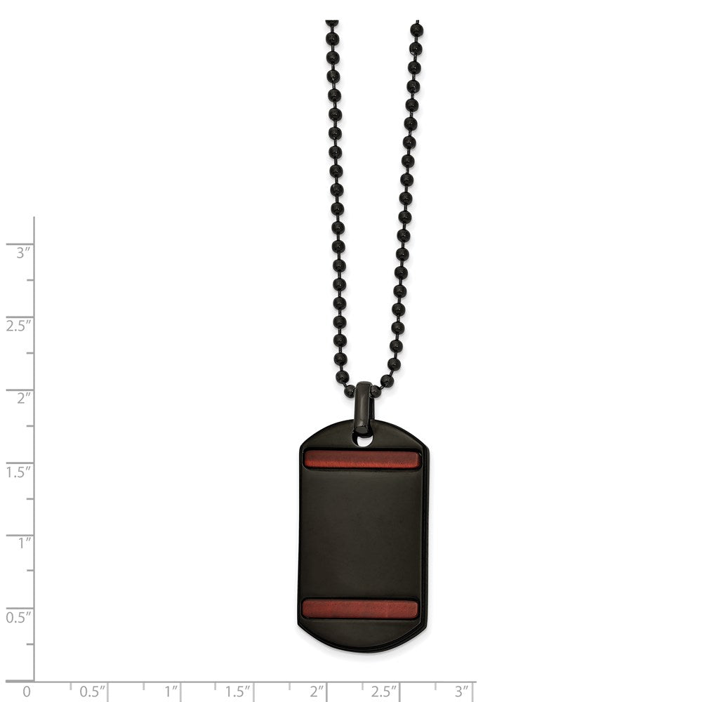 FJC Finejewelers Stainless Steel Black IP with Tiger's Eye Dog Tag 22in Necklace 22 Inches x 22.86 mm