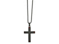 FJC Finejewelers Stainless Steel Black IP-plated with Tiger's Eye Cross 22in Necklace 22 Inches x 31 mm