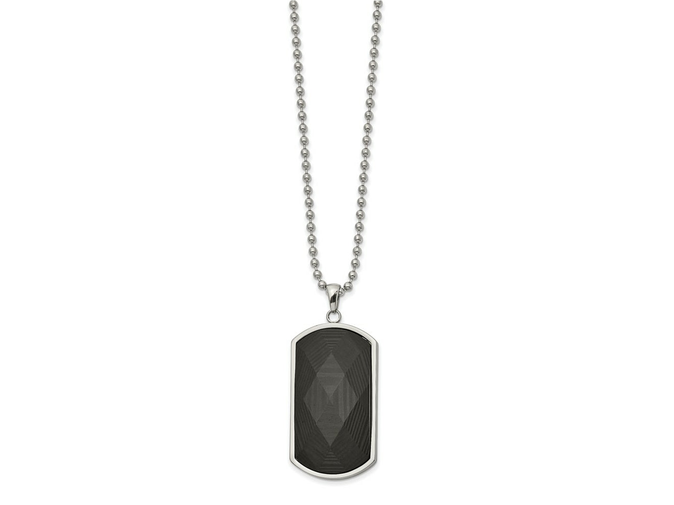 FJC Finejewelers Stainless Steel Dog Tag Solid Black Carbon Fiber Inlay Necklace 24 Inches x 22.86 mm