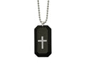 FJC Finejewelers Stainless Steel Box with Solid Carbon Fiber and CZ Cross DogTag Necklace 24 Inches x 24