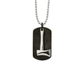 FJC Finejewelers Stainless Steel Ball Brushed and Black IP-plated Axe Dog Tag Necklace 24 Inches x 24.65 mm