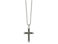 FJC Finejewelers Stainless Steel Ball with Gray Wood Inlay Cross 24in Necklace 24 Inches x 31 mm