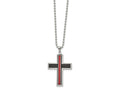 FJC Finejewelers Stainless Steel Brushed and with Fiber Glass Cross 22 inch Necklace 22 Inches x 31 mm