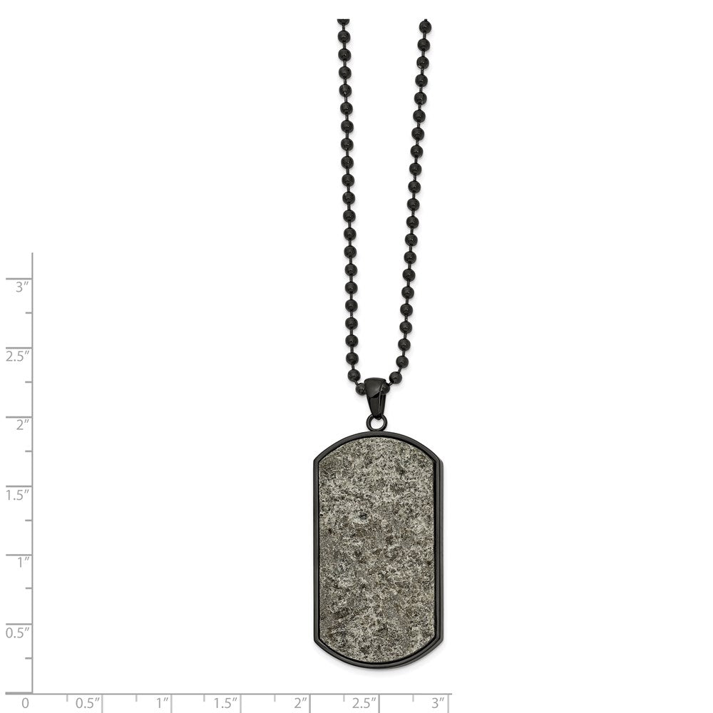 FJC Finejewelers Stainless Steel Ball Black IP with Sedimentary Rock Dog Tag Necklace 24 Inches x 23.96 mm